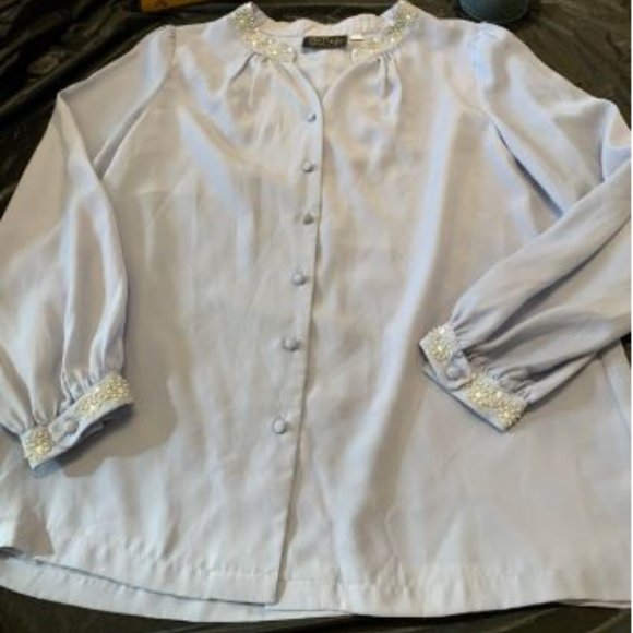 Bob Mackie Blouse Long Sleeve  Purple Vintage L - Picture 5 of 8